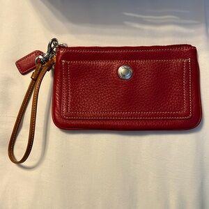 Coach Vintage Pebbled Leather Red Wristlet